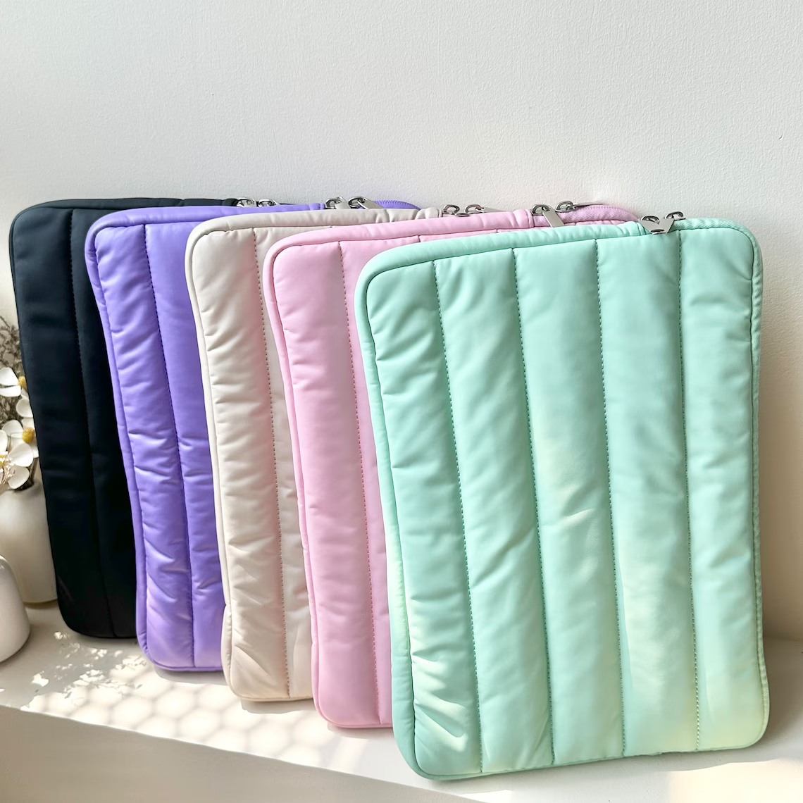 Wholesale Custom Logo Travel Laptop Notebook Computer Quilted Cotton Sleeve Bag