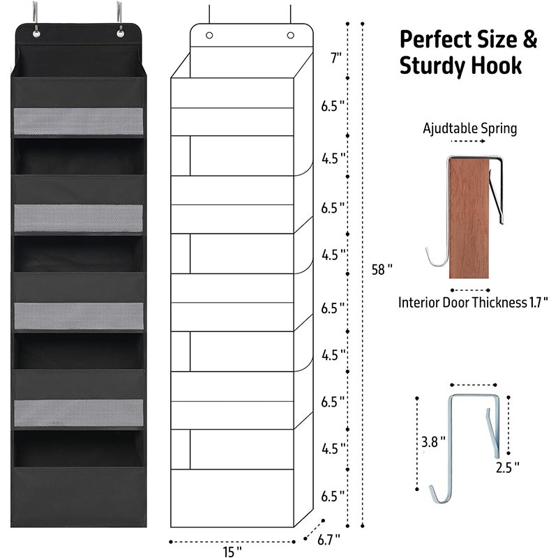 Over The Door Storage Organizer With 5 Large Pockets Collapsible Door Hanging Organizers And Storage For Cosmetics Toys Sundries