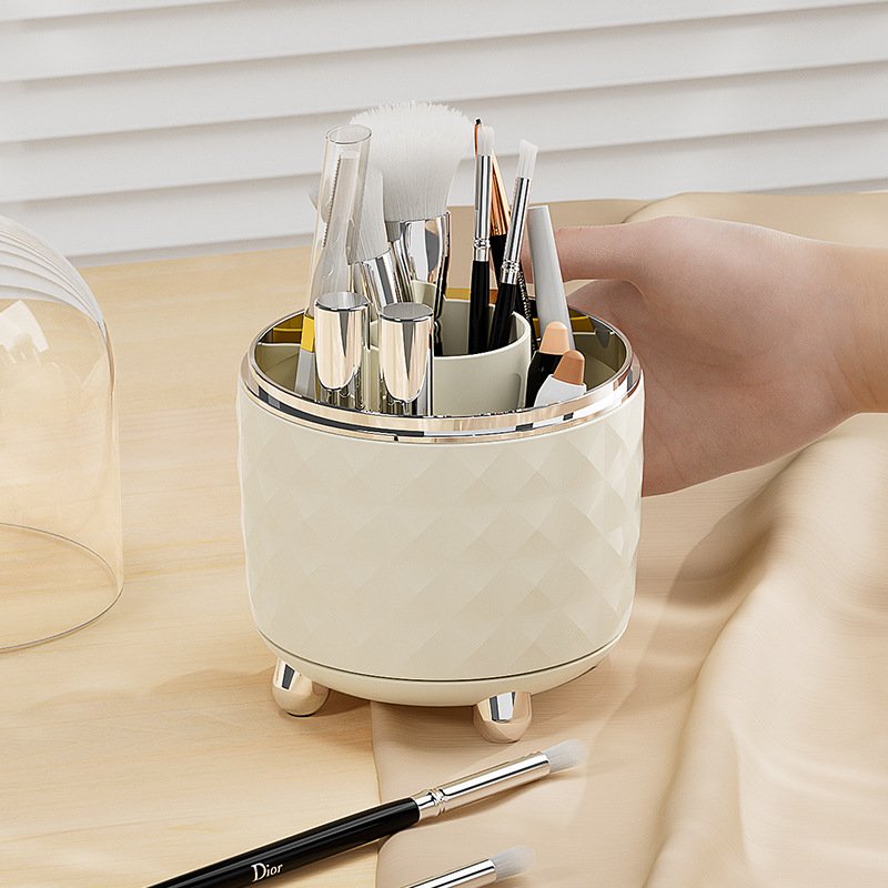 Cosmetic Organizer Premium Feeling Large Capacity Makeup Brush Swivel Desktop Dresser Dustproof Organizer