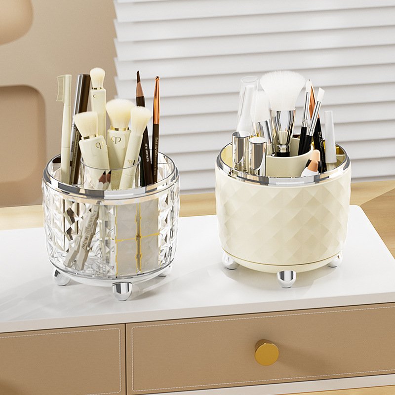 Cosmetic Organizer Premium Feeling Large Capacity Makeup Brush Swivel Desktop Dresser Dustproof Organizer
