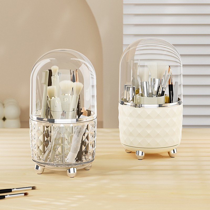 Cosmetic Organizer Premium Feeling Large Capacity Makeup Brush Swivel Desktop Dresser Dustproof Organizer