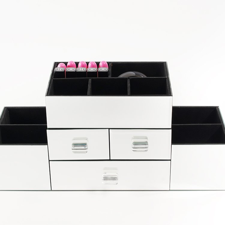 Makeup Desk Cosmetic Storage Box Organizer with 7 compartments 2 drawers for Brushes, Eyeshadow, Lotions, Lipstick Nail Polish