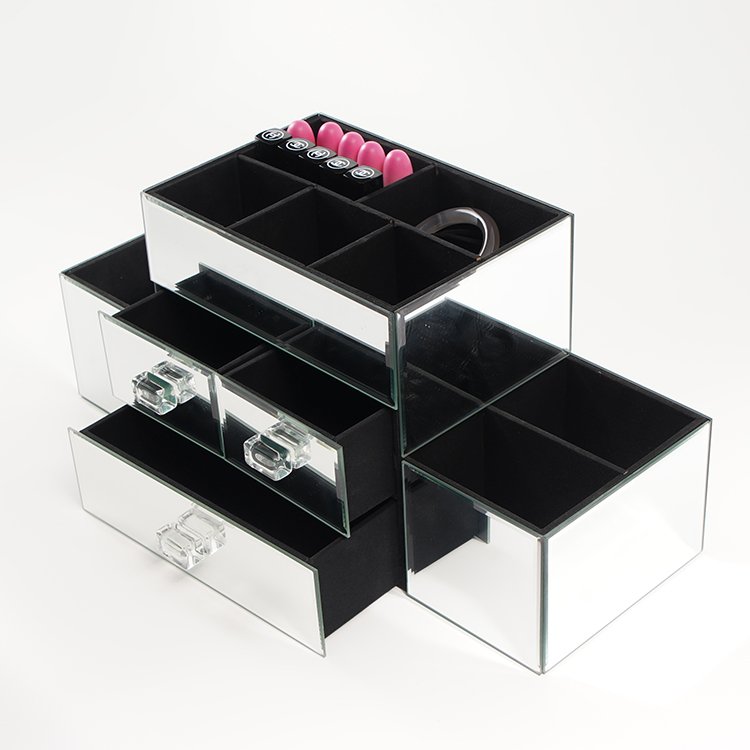 Makeup Desk Cosmetic Storage Box Organizer with 7 compartments 2 drawers for Brushes, Eyeshadow, Lotions, Lipstick Nail Polish