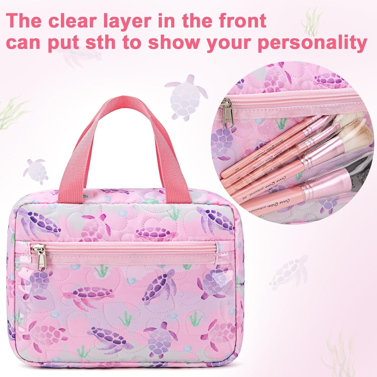 Wholesale Custom Polyester Waterproof Travel Cosmetic Bag Zipper Closure Bride Maid Square Pillow Storage with Handle Makeup Bag