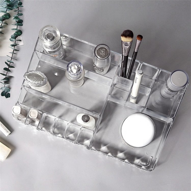 Clear makeup organizer storage box plastic home cosmetic storage makeup organizer for accessories