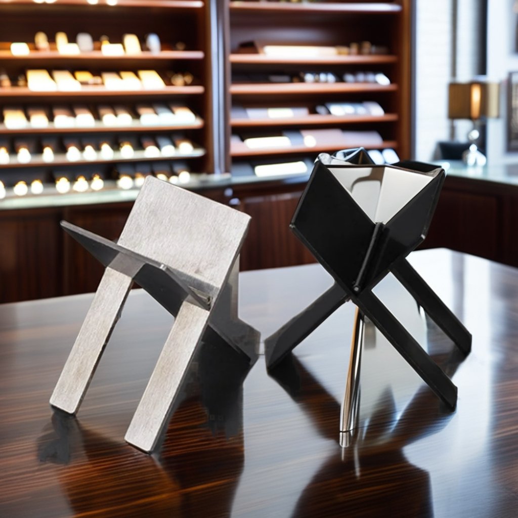 Portable Stainless Steel Folding Cigar Stand Easy-to-Use Accessory for Smokers Makeup Gift