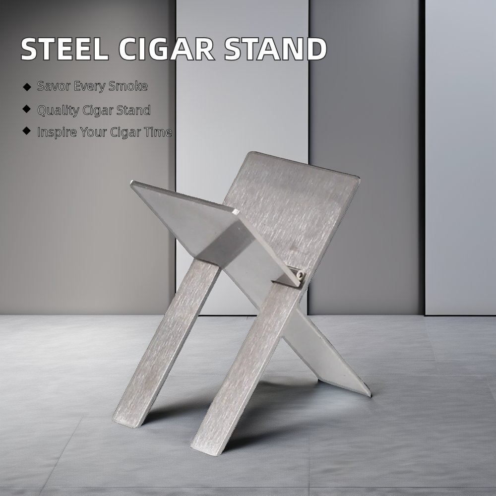 Portable Stainless Steel Folding Cigar Stand Easy-to-Use Accessory for Smokers Makeup Gift