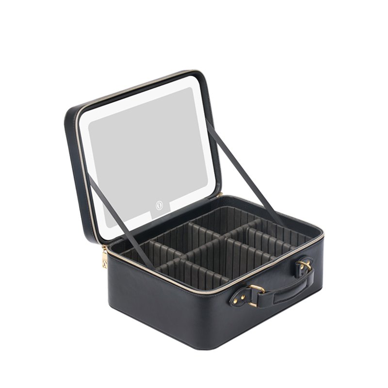 wholesale makeup train case high quality makeup case with led mirror OEM & ODM portable travel makeup case