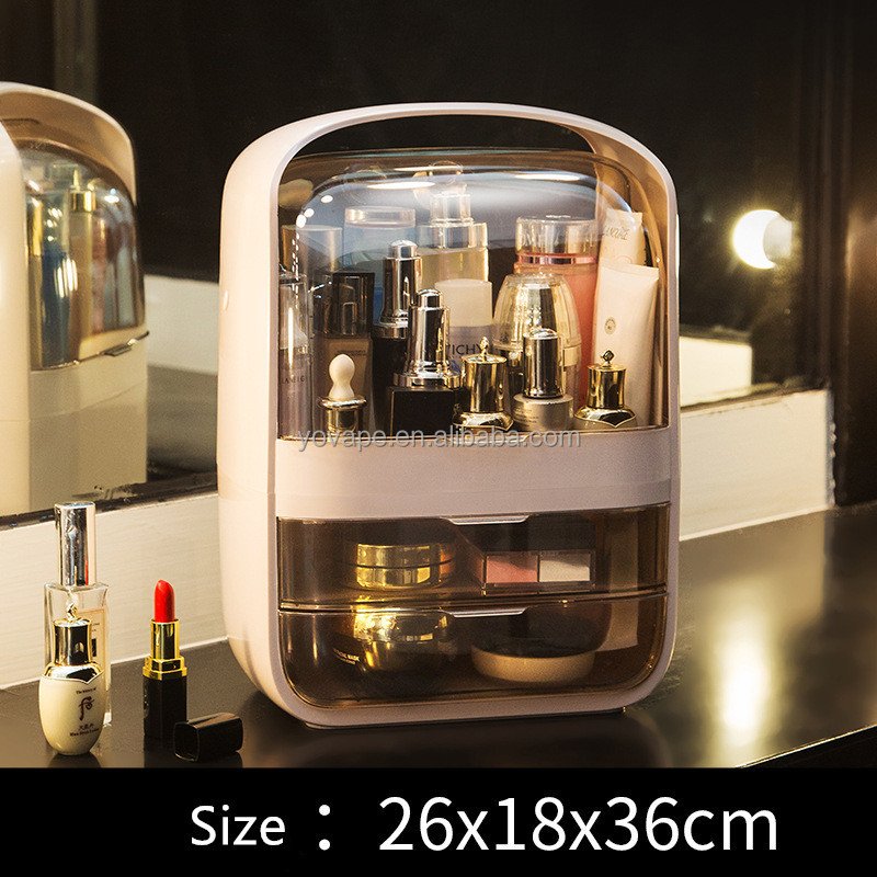 Fashion Transparent Multi-functional Travel Makeup Drawer Waterproof & Dust-proof home cosmetic Beauty storage Organizer kit