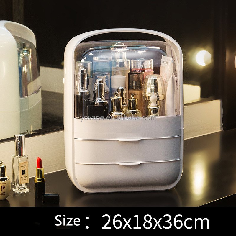 Fashion Transparent Multi-functional Travel Makeup Drawer Waterproof & Dust-proof home cosmetic Beauty storage Organizer kit