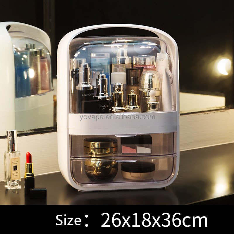 Fashion Transparent Multi-functional Travel Makeup Drawer Waterproof & Dust-proof home cosmetic Beauty storage Organizer kit