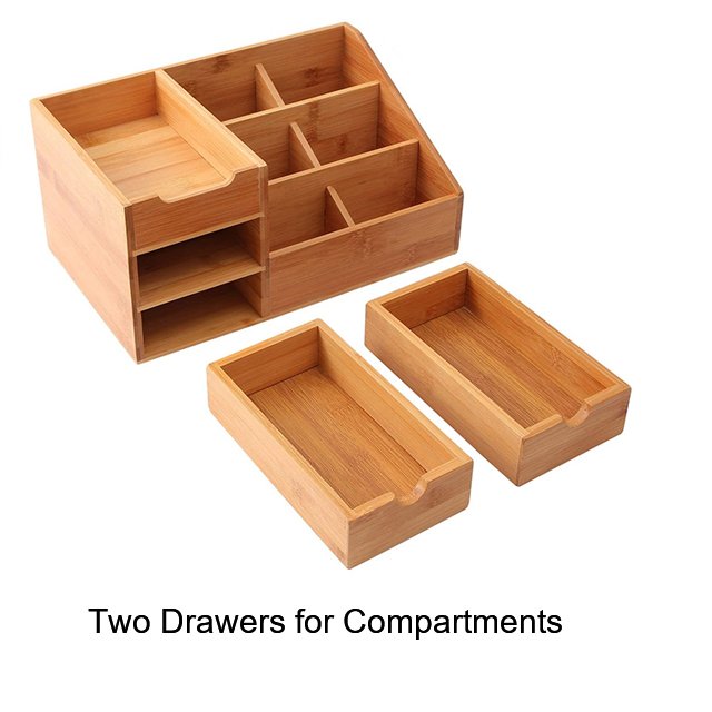 Makeup Organizer Bamboo Bathroom Counter Organizers and Storage for Vanity Countertop or Dresser Top Bamboo Cosmetic Tray