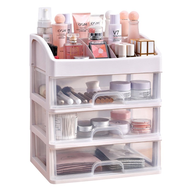 60935 Clear Plastic Versatile Storage Bins Non-Slip Drawer Organizers Set for Makeup Jewelries Bedroom Kitchen and Office