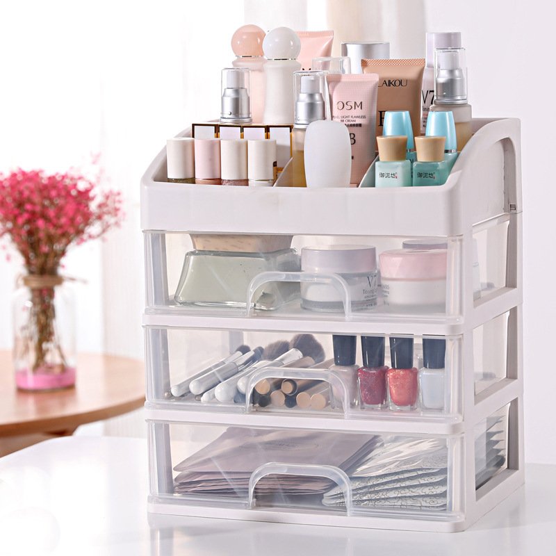 60935 Clear Plastic Versatile Storage Bins Non-Slip Drawer Organizers Set for Makeup Jewelries Bedroom Kitchen and Office