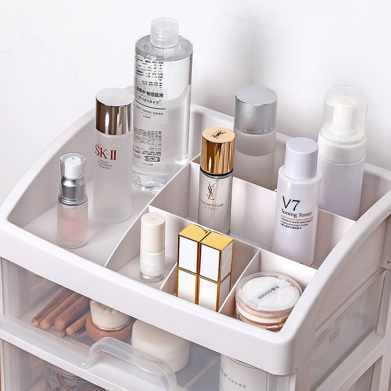 60935 Clear Plastic Versatile Storage Bins Non-Slip Drawer Organizers Set for Makeup Jewelries Bedroom Kitchen and Office