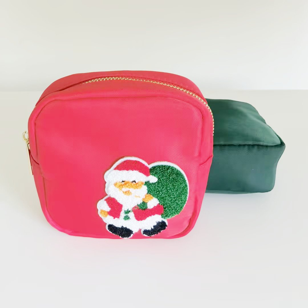 Christmas Gift Bag Large Basic Nylon Pouches Unisex Travel Toiletry Bags Chenille Patched Beauty Cosmetic Pouch Makeup Organizer
