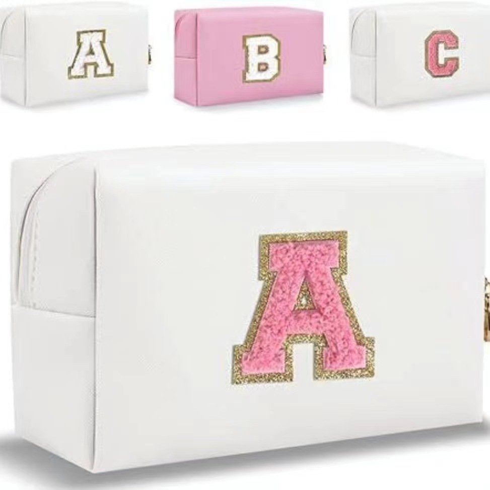 Wholesale Large Capacity Octagon Embroidery Makeup Bag 26 Letters Travel Storage Cosmetic Case Manufacturers' Clutch Bag