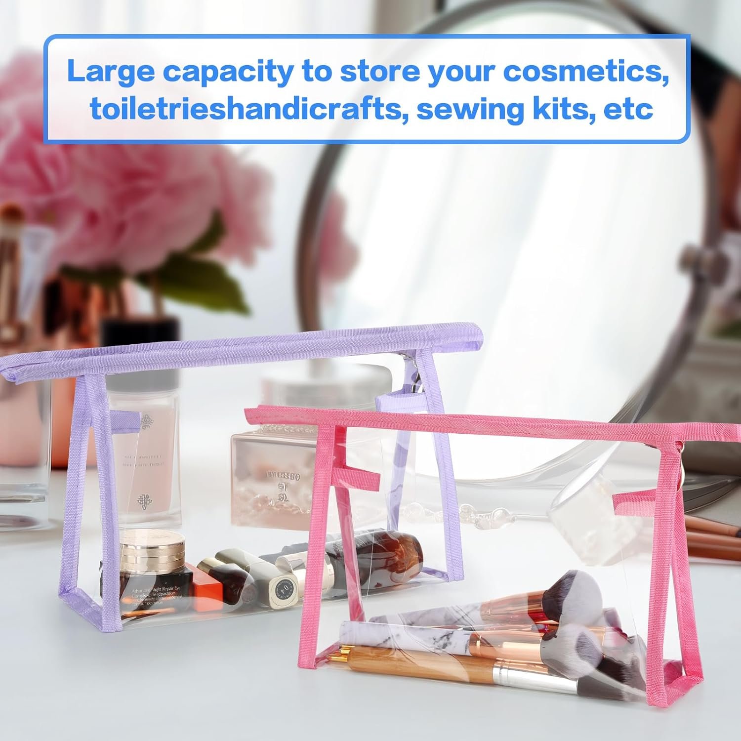 Transparent PVC Makeup Organizing Bags Toiletry Pouch