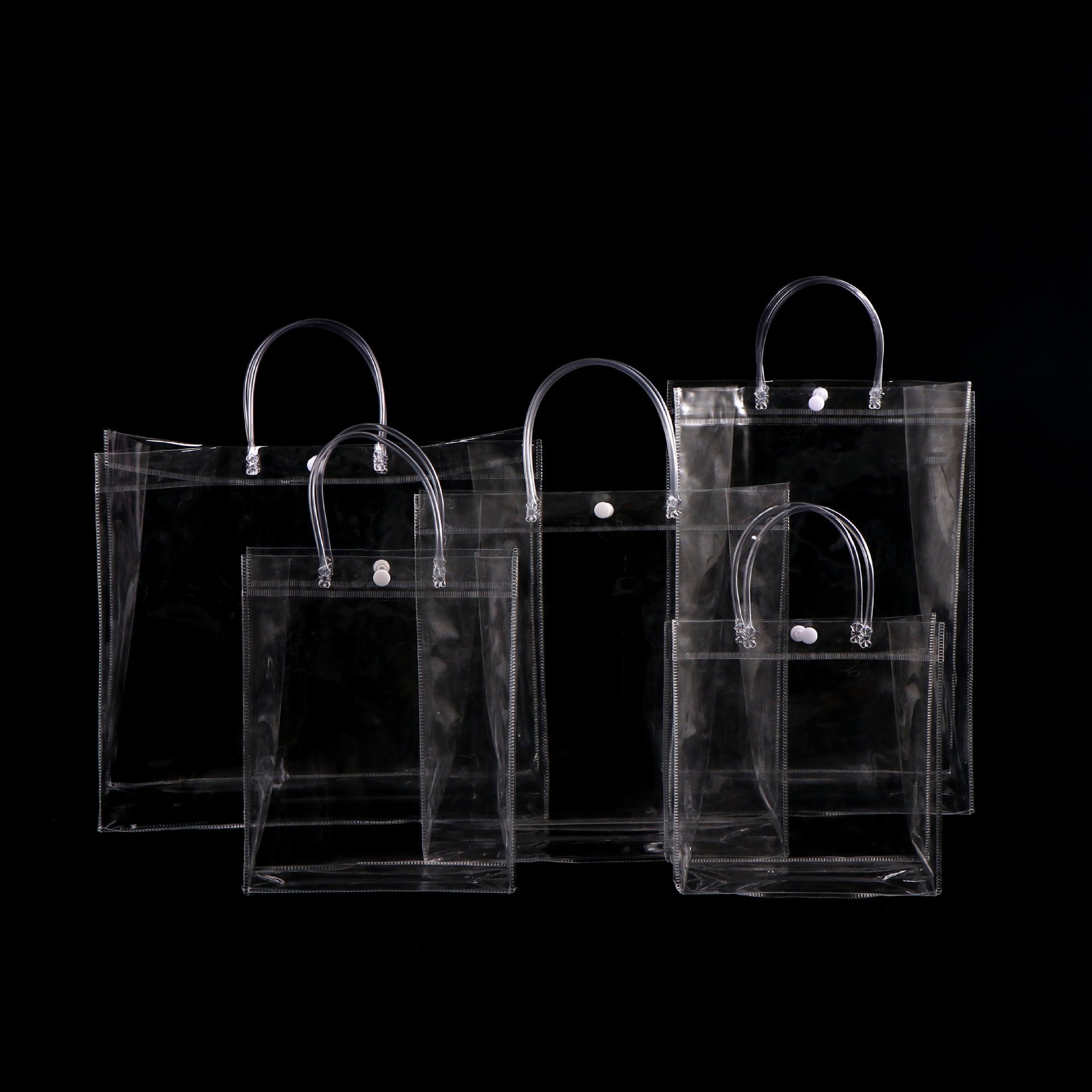 Transparent Pvc Tote Shopping Bags Clear Custom Logo Plastic Waterproof Mini Makeup Toiletry Wholesale Pvc Storage Bags
