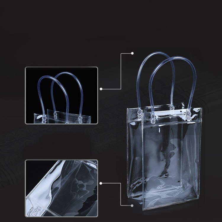 Transparent Pvc Tote Shopping Bags Clear Custom Logo Plastic Waterproof Mini Makeup Toiletry Wholesale Pvc Storage Bags