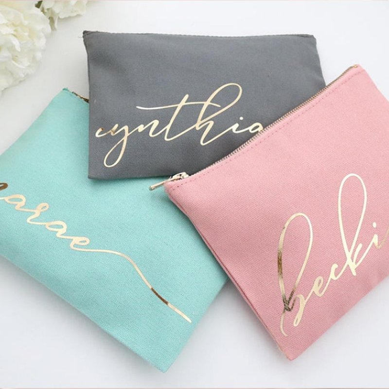 Wholesale blank makeup bag custom canvas cosmetic bag Pouch zipper Cotton Canvas Makeup Bag For Women