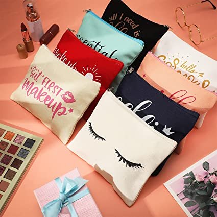 Wholesale blank makeup bag custom canvas cosmetic bag Pouch zipper Cotton Canvas Makeup Bag For Women