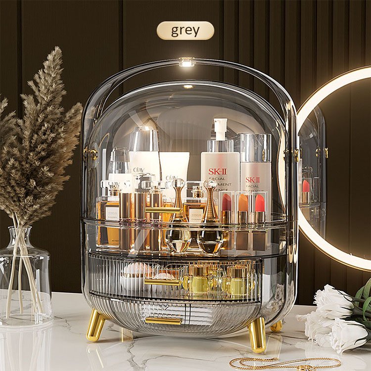 Multi-functional Desktop Skincare Lipstick Plastic Storage Box Make Up Organizers Container Cosmetic Storage With Handle And Lid