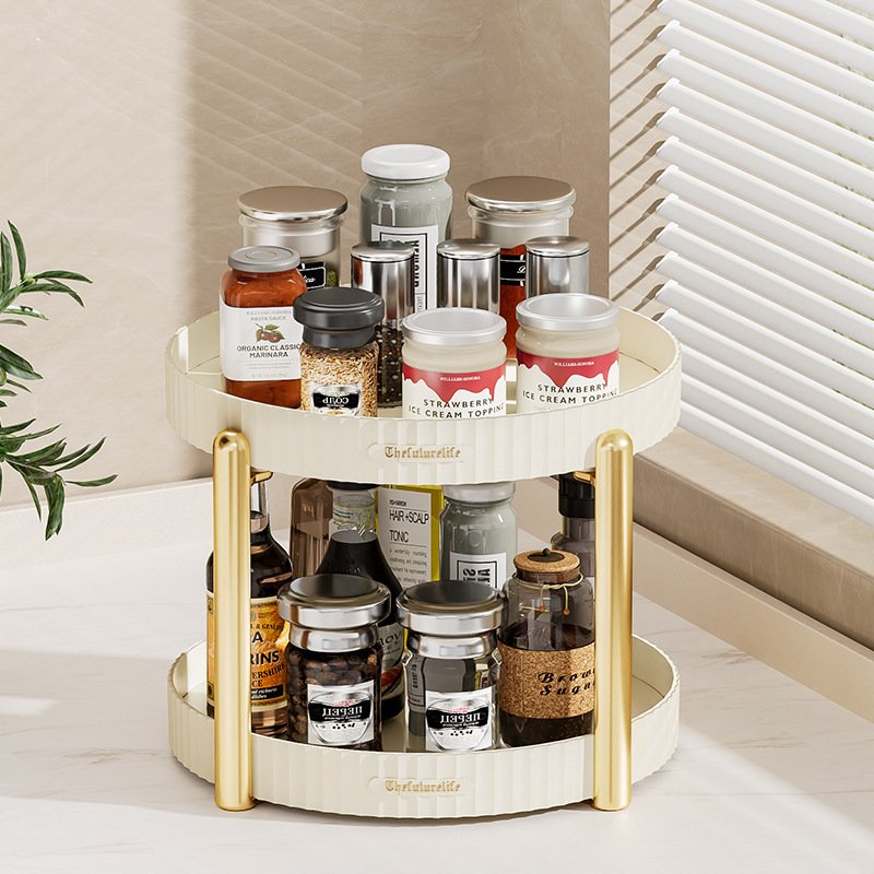 Kitchen Spice Rack Plastic Rotating Tray Holder Kitchen Organizer Turntable Lazy Susan Plastic Tray