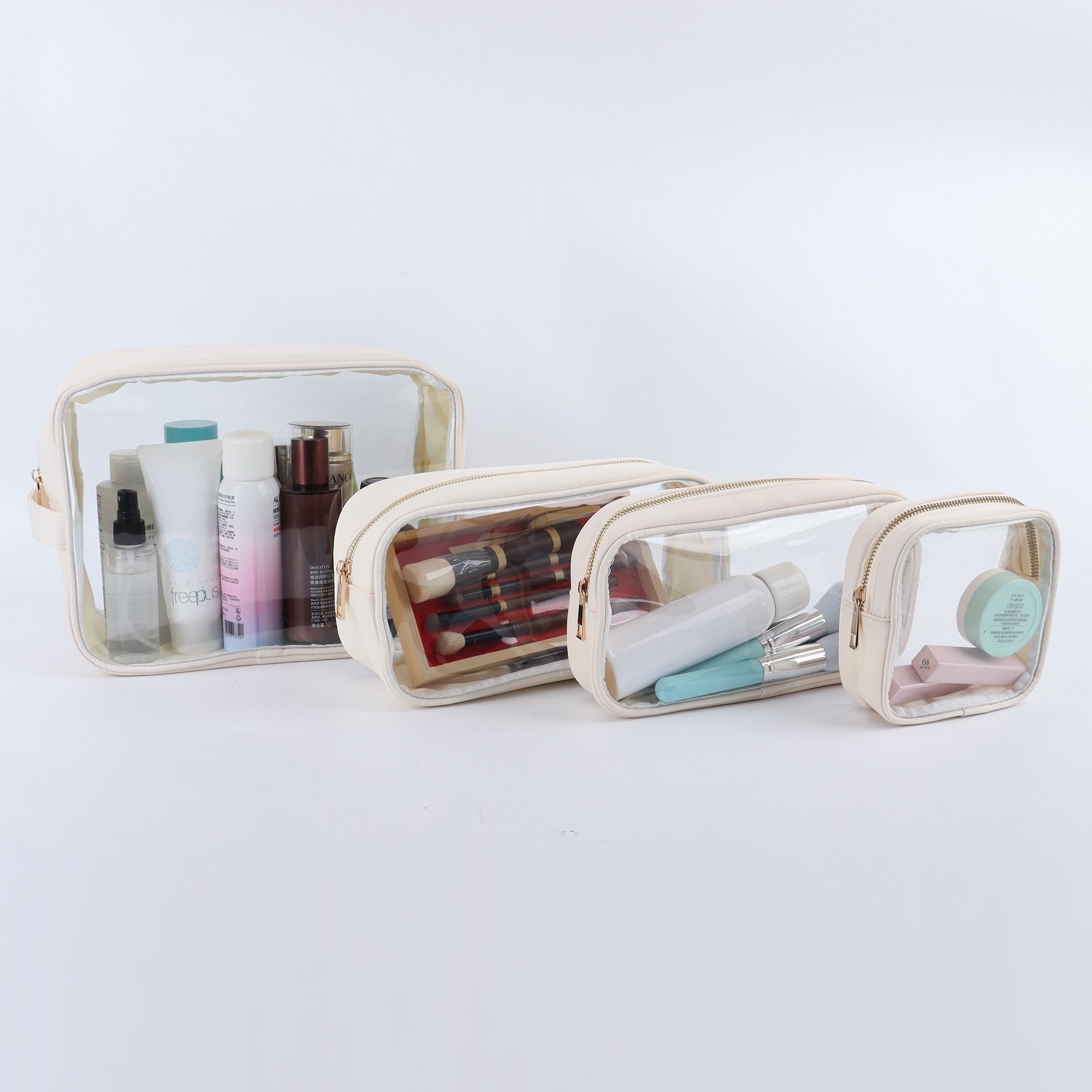 RTS Waterproof Makeup Bag Travel Business Small Clear Transparent Pvc Cosmetic Storage Bag Beach Toiletry Bag Cosmetic Pouches
