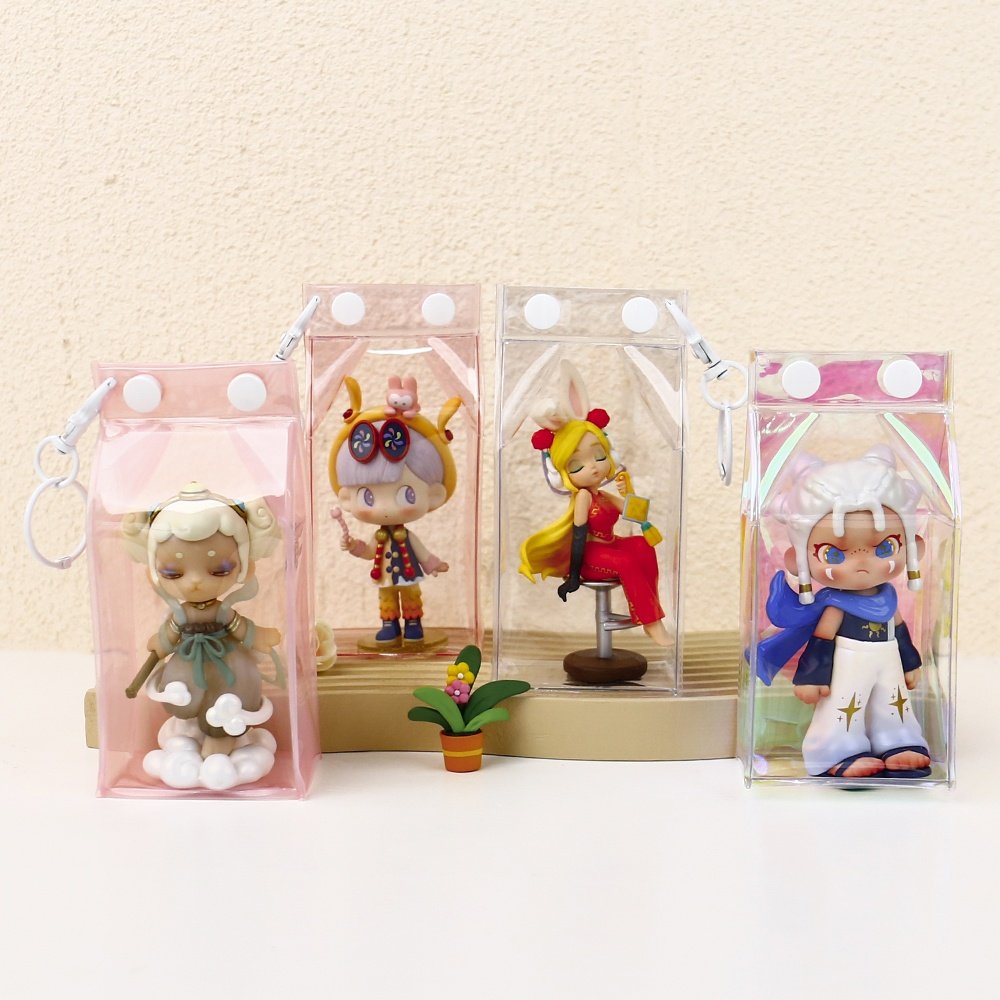 Portable Transparent Mystery Box Doll Storage Bag pvc Case Hanging and Keychain PVC Storage Box Pouch Organizer forToys