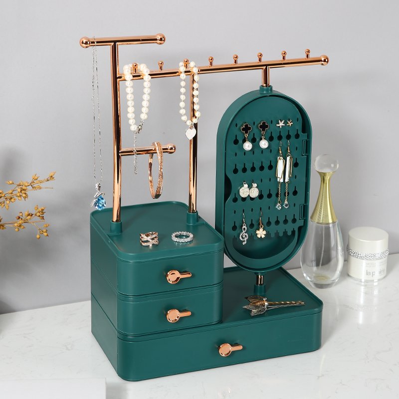 Dresser plastic jewelry storage box cosmetic storage holder multidrawers makeup jewelry organizer with mirror