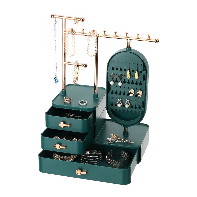 Dresser plastic jewelry storage box cosmetic storage holder multidrawers makeup jewelry organizer with mirror
