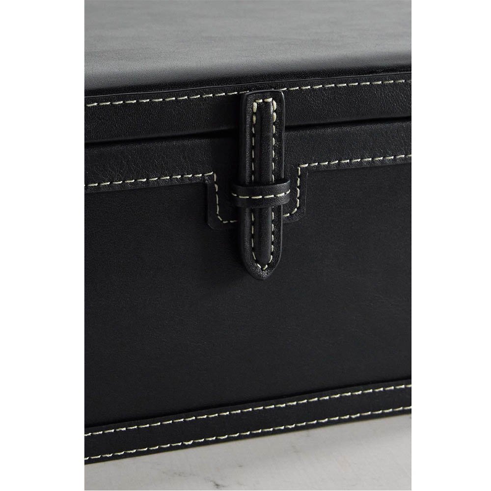 Large Space Wooden Storage Boxes with Faux Leather Black Brown PU Case for Makeup Products Cosmetic Bags & Cases