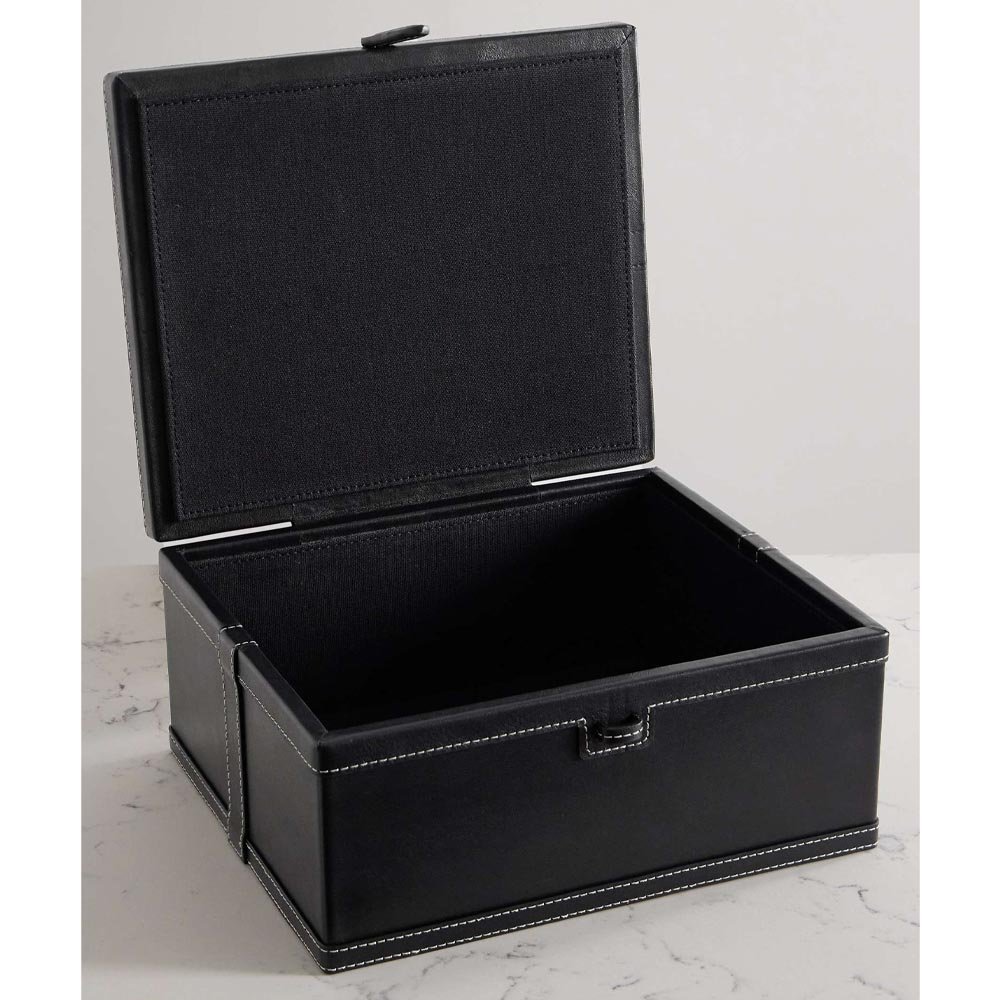 Large Space Wooden Storage Boxes with Faux Leather Black Brown PU Case for Makeup Products Cosmetic Bags & Cases
