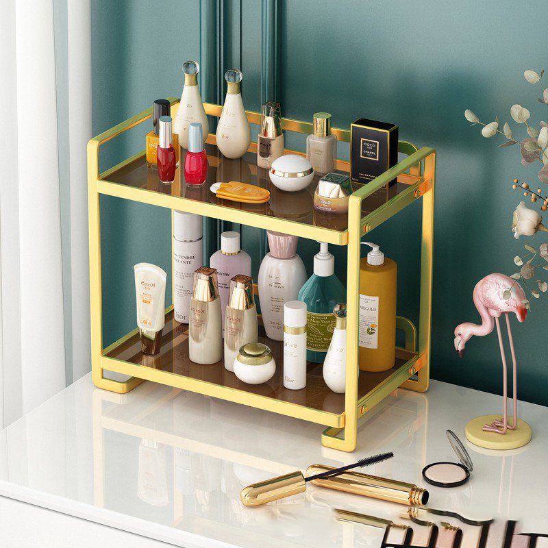 2024 Light luxury bathroom storage shelf Bathroom toilet hand washing countertop cosmetics storage box Desktop storage shelf