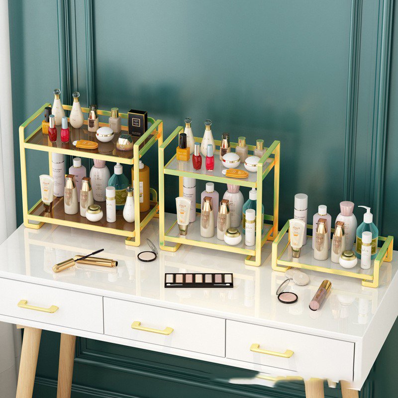 2024 Light luxury bathroom storage shelf Bathroom toilet hand washing countertop cosmetics storage box Desktop storage shelf
