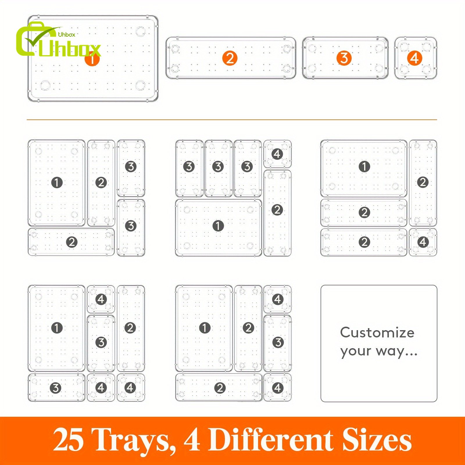 Premium High Quality 25 PCS Drawer And Desktop Organizers Office Desk Accessories Makeup Storage Containers