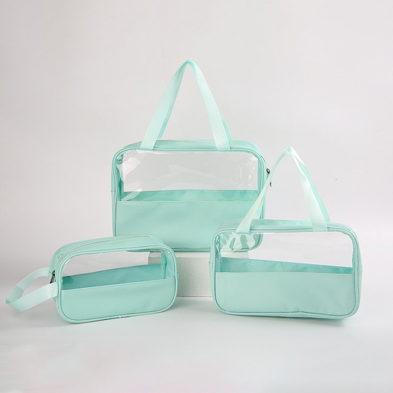 Custom Logo Clear Makeup Bag Zipper Closure Fashionable PVC PU Transparent Beauty Skin Care Pouch Female Cosmetic Toiletry Bag