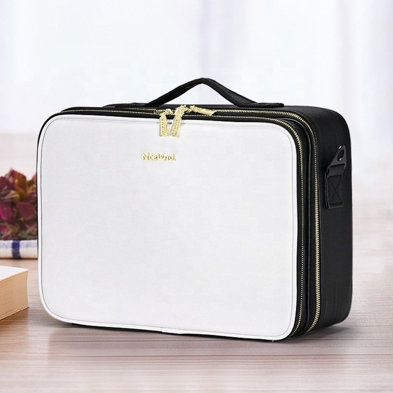 Makeup Case High Capacity Cosmetic Suitcase Full Empty Travel Makeup Organizer Make Up Storage bag LED mirror