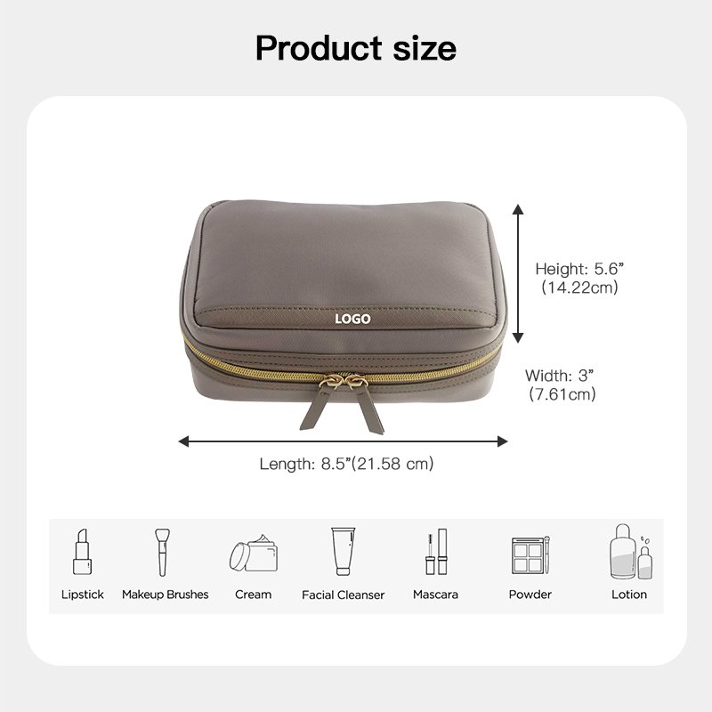 Luxury Black Nylon Storage makeup bag Travel Portable leather toiletry Cosmetic Bag