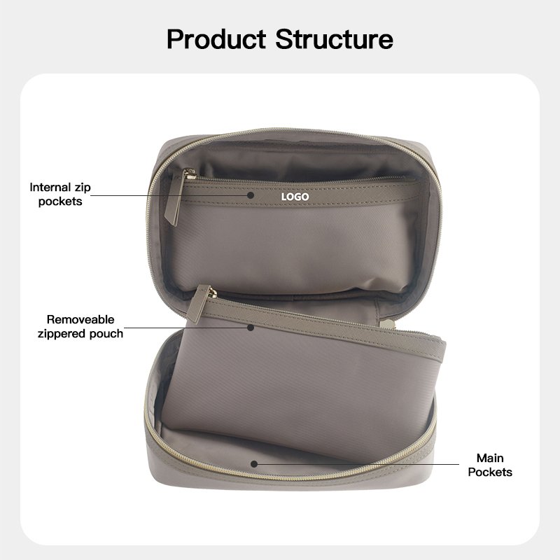 Luxury Black Nylon Storage makeup bag Travel Portable leather toiletry Cosmetic Bag
