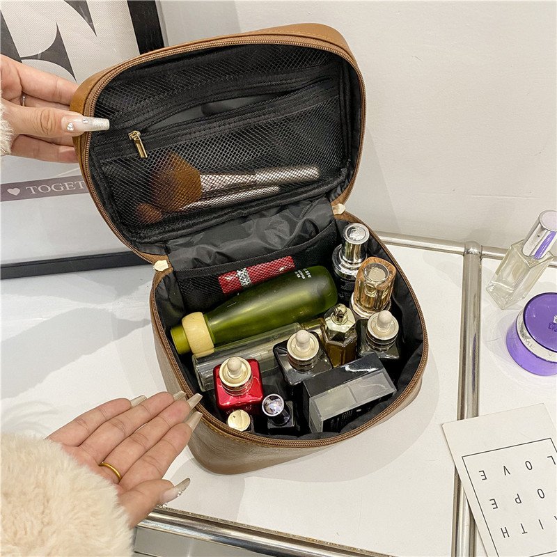 Portable Square Soft PU Leather Cosmetic Organizer Make Up Kit Bag Travel Brushes Professional Makeup Case With Logo