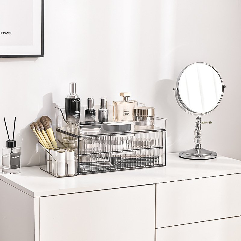2024 New Acrylic Transparent Makeup Storage Organizer Cosmetic Display Cases for Counter top, Bathroom, Dresser, Dustproof