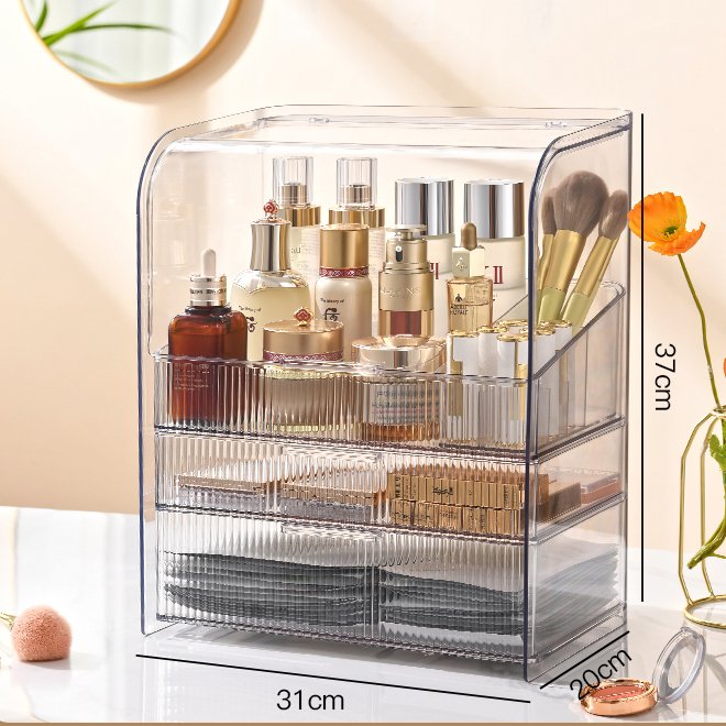 2024 New Acrylic Transparent Makeup Storage Organizer Cosmetic Display Cases for Counter top, Bathroom, Dresser, Dustproof
