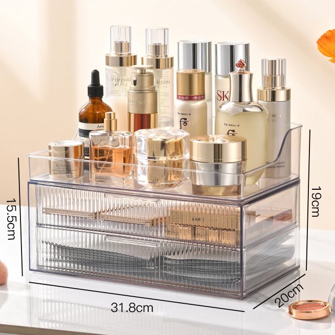 2024 New Acrylic Transparent Makeup Storage Organizer Cosmetic Display Cases for Counter top, Bathroom, Dresser, Dustproof