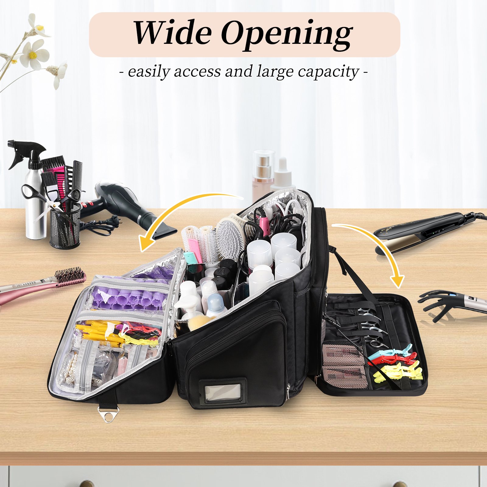 Relavel Hair Bag Organizer Professional Hairstylist Traveling Bag Large Capacity Hairdresser Bag Portable Carrying Barber Case