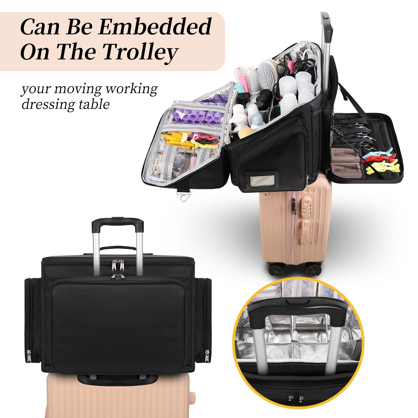 Relavel Hair Bag Organizer Professional Hairstylist Traveling Bag Large Capacity Hairdresser Bag Portable Carrying Barber Case