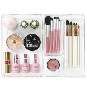12 Pcs Home Kitchen Utensil Tray Clear Transparent Plastic Desk Drawer Organizers Storage Box Set