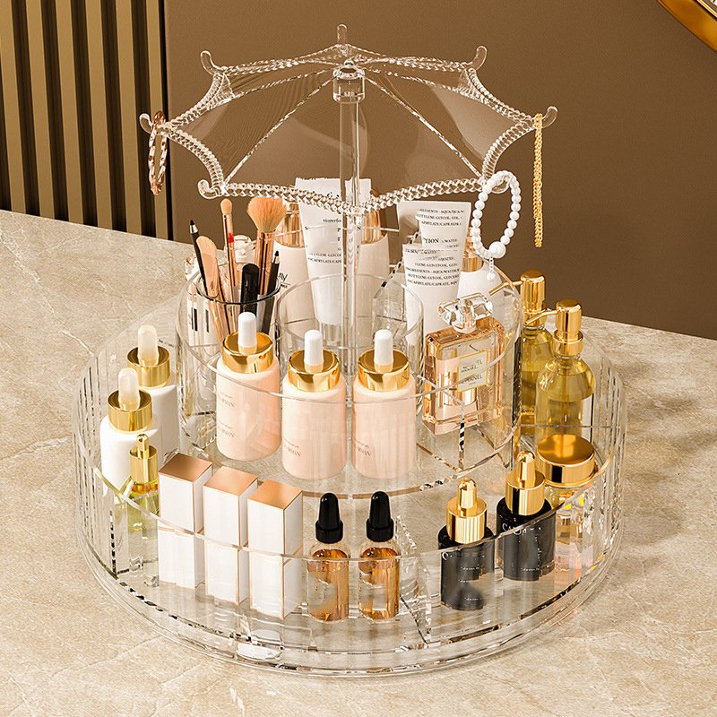 360 rotating cosmetic organizer countertop transparent plastic makeup organizer clear jewelry boxes organizers