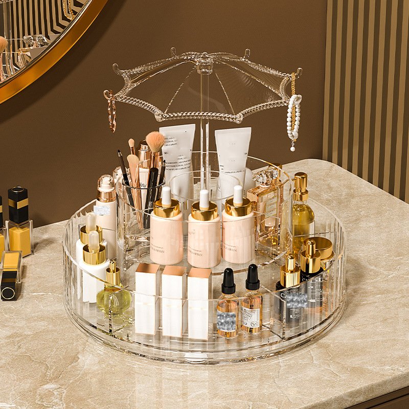 360 rotating cosmetic organizer countertop transparent plastic makeup organizer clear jewelry boxes organizers